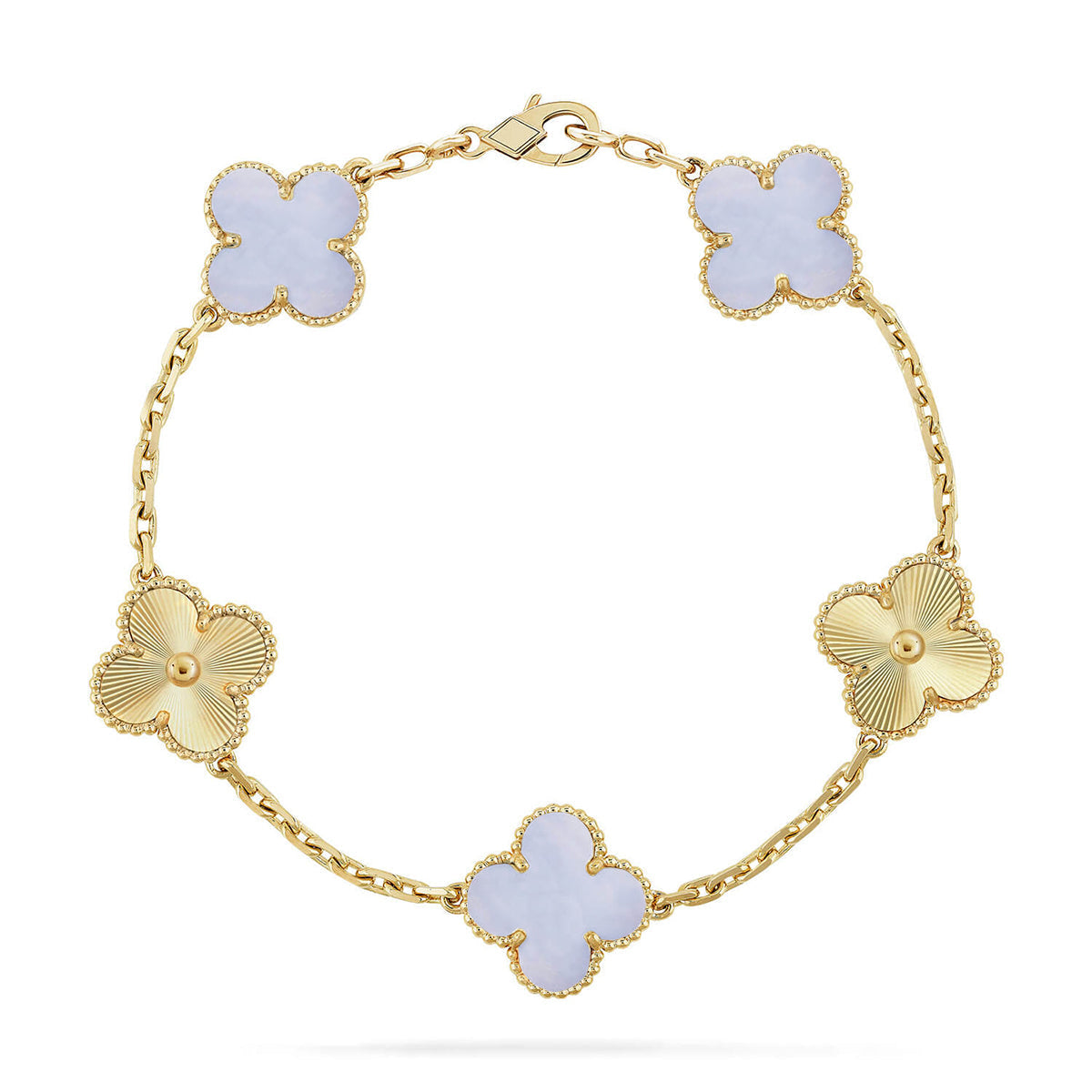 [Elara jewelsry ] CLOVER 5 MOTIF PURPLE CHALCEDONY BRACELET COLLECTION