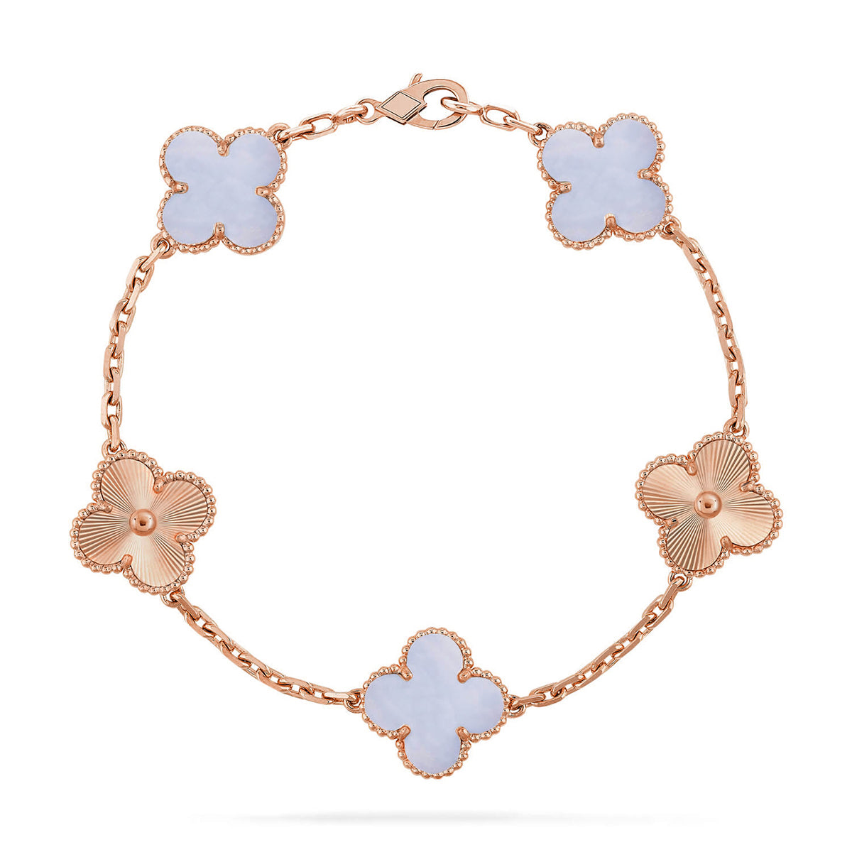 [Elara jewelsry ] CLOVER 5 MOTIF PURPLE CHALCEDONY BRACELET COLLECTION