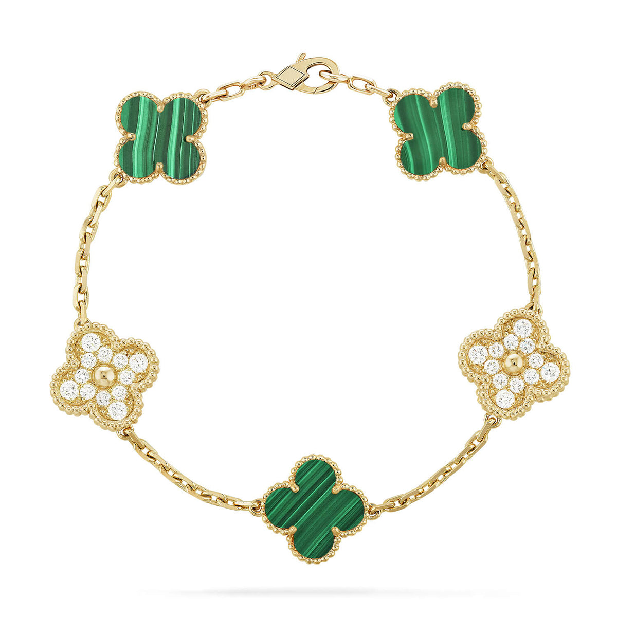 [Elara jewelsry ] CLOVER 5 MOTIF MALACHITE BRACELET COLLECTION