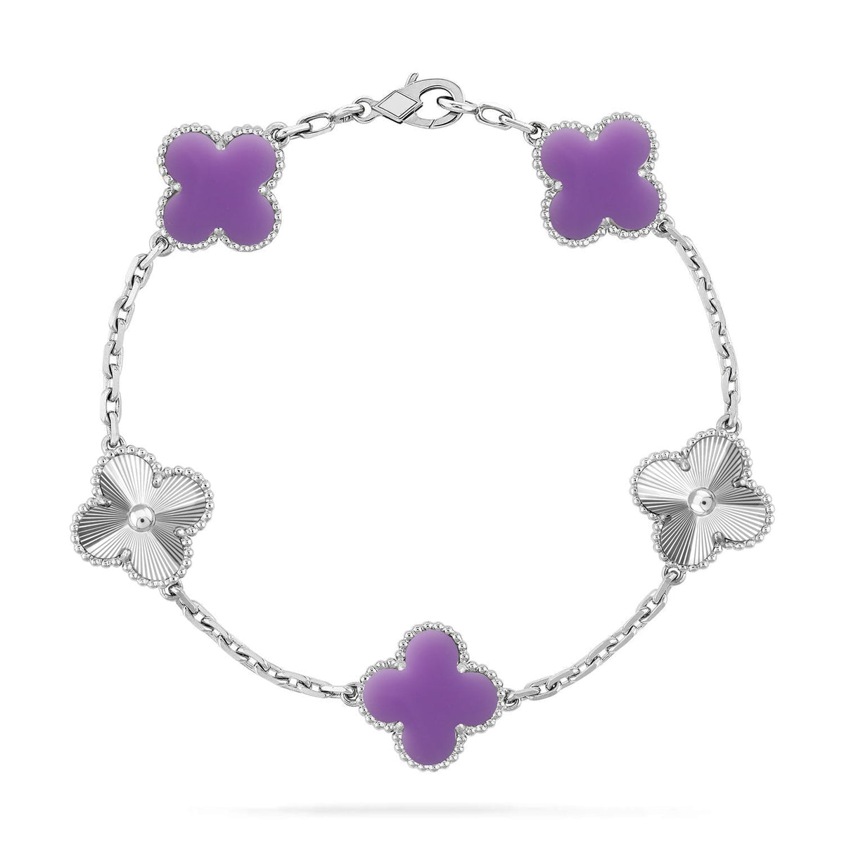 [Elara jewelsry ]CLOVER 5 MOTIF LIGHT PURPLE BRACELET COLLECTION