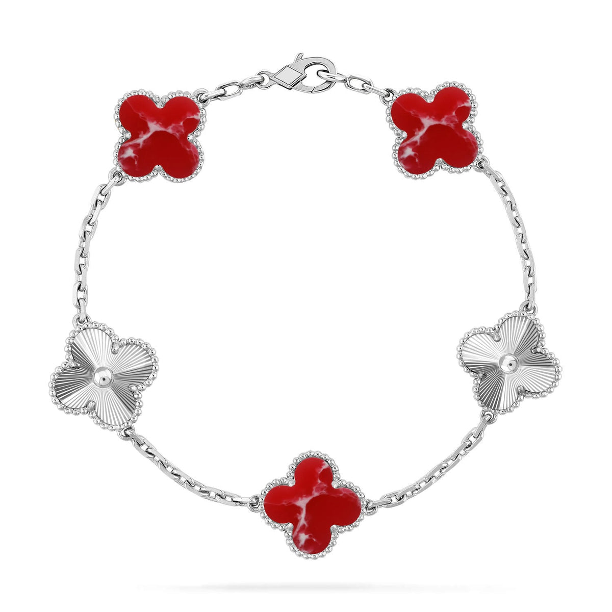 [Elara jewelsry ]CLOVER 5 MOTIF RED PATTERN BRACELET COLLECTION