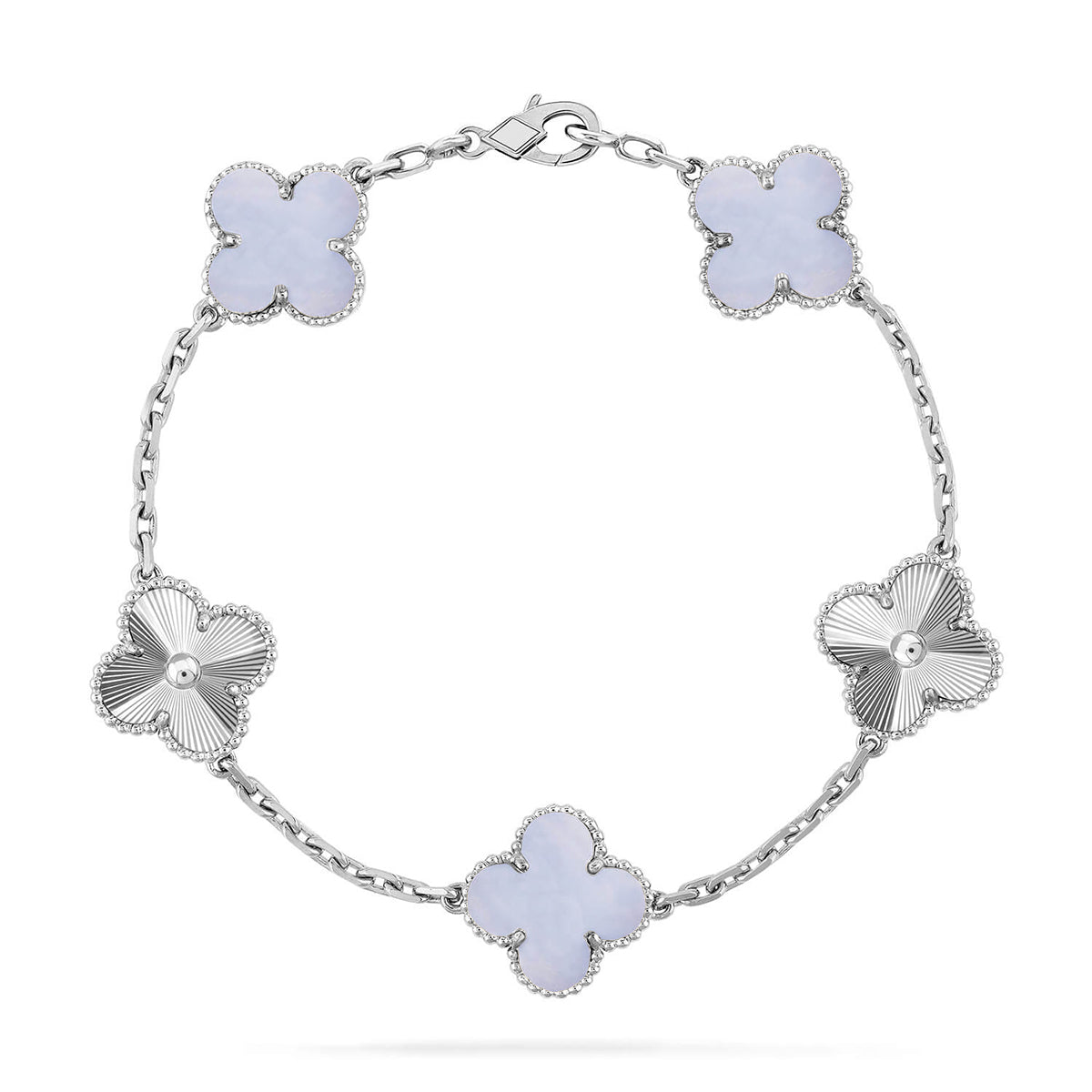 [Elara jewelsry ] CLOVER 5 MOTIF PURPLE CHALCEDONY BRACELET COLLECTION