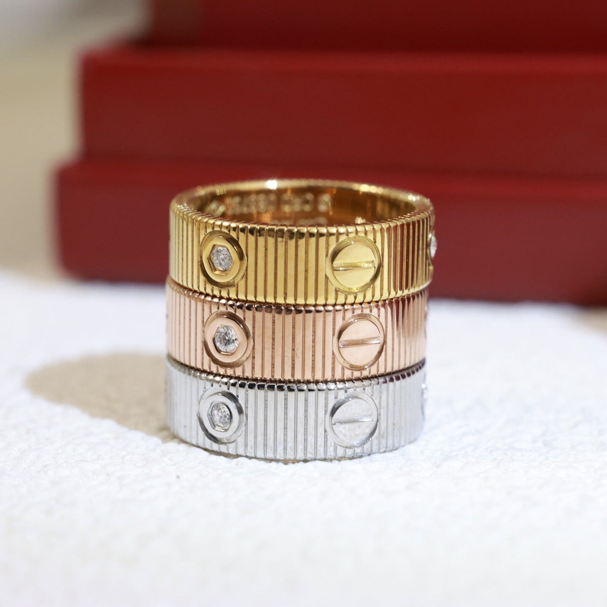 [Elara jewelsry]LOVE 6.5MM UNLIMITED 3 DIAMONDS RING