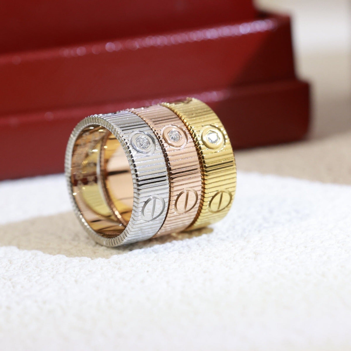 [Elara jewelsry]LOVE 6.5MM UNLIMITED 3 DIAMONDS RING
