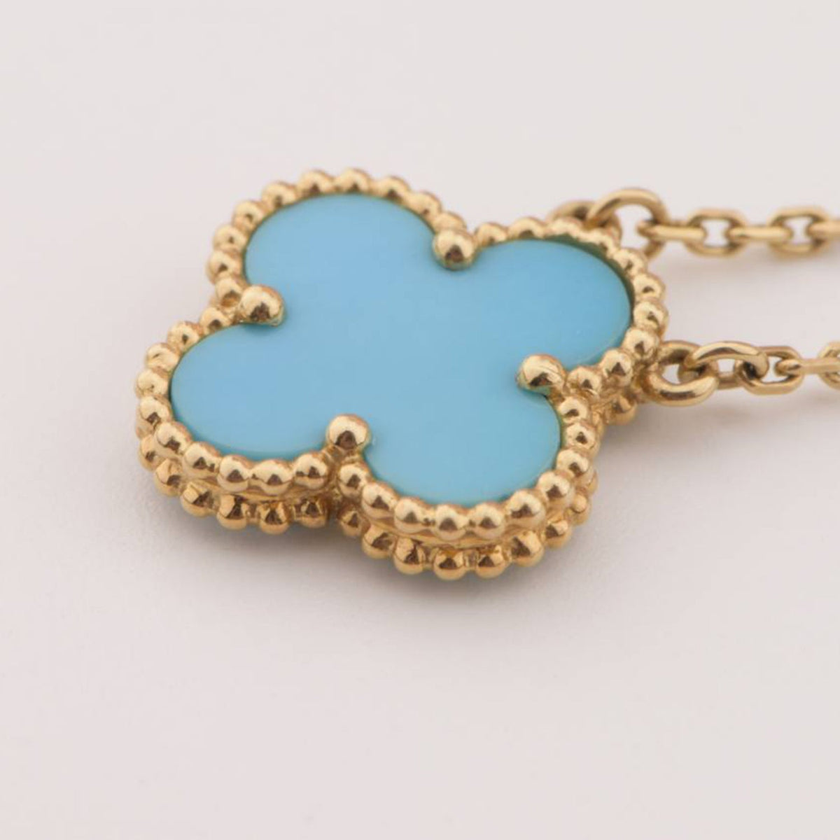 [Elara jewelsry ]CLOVER 15MM VINTAGE TURQUOISE NECKLACE