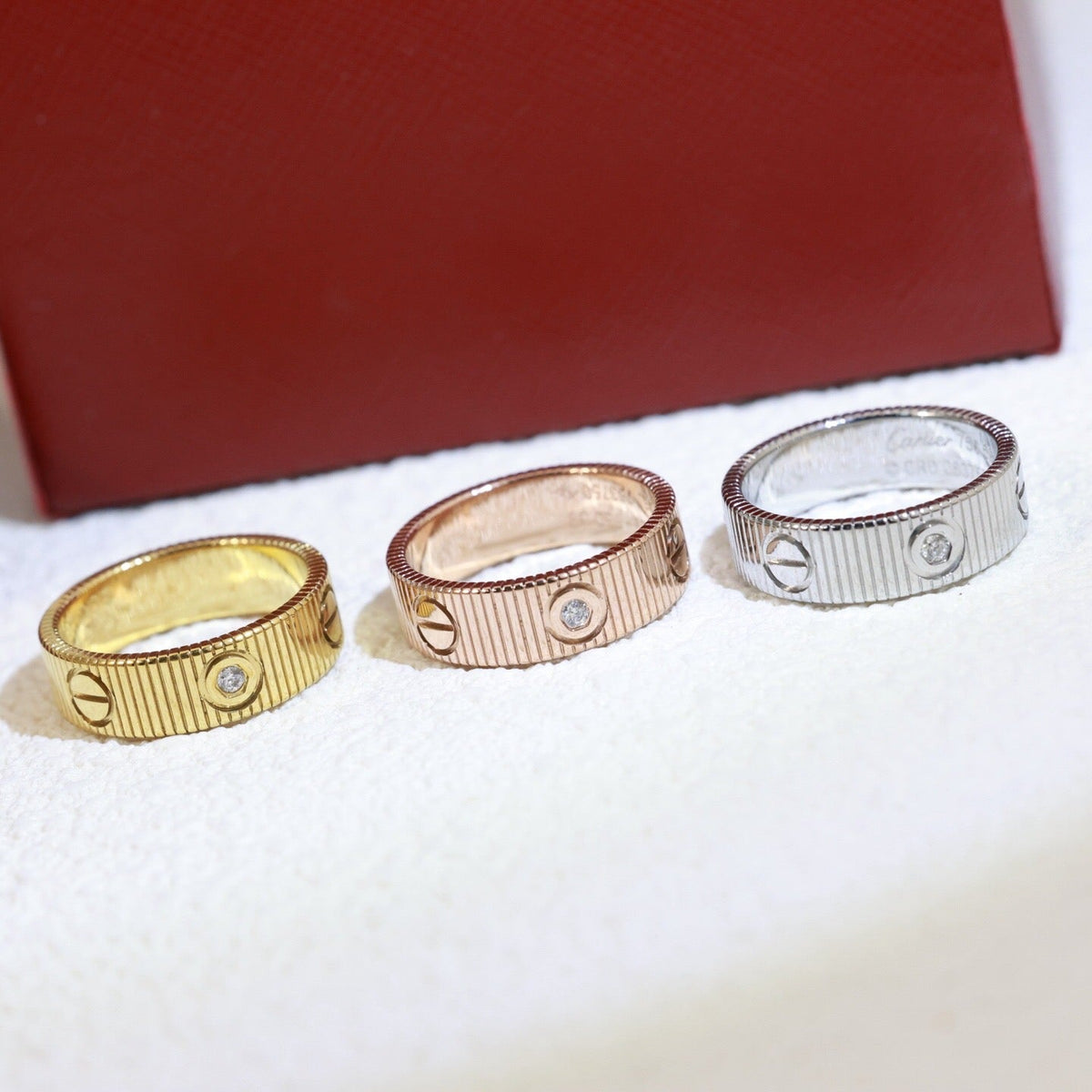 [Elara jewelsry]LOVE 6.5MM UNLIMITED 3 DIAMONDS RING