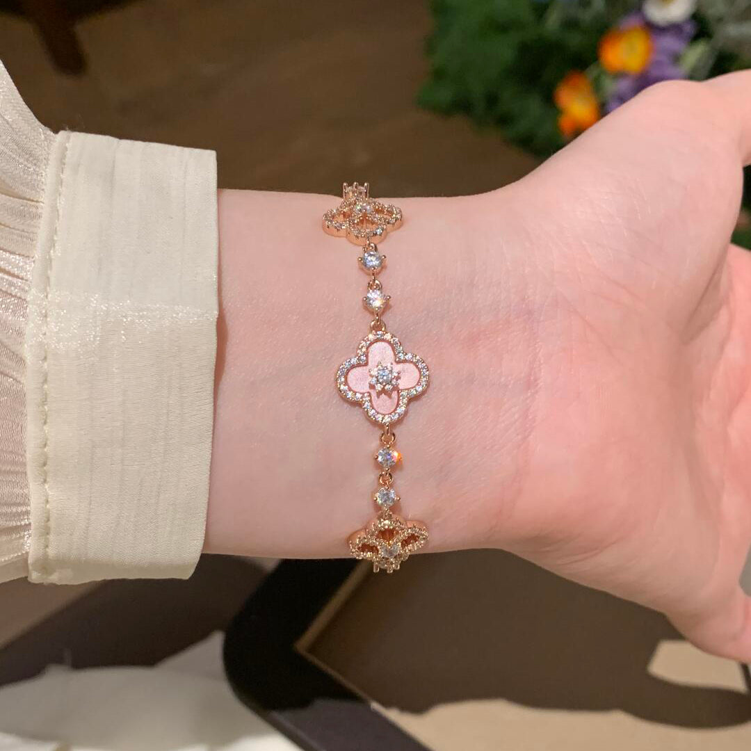 [Elara jewelsry ]CLOVER 5 MOTIF PINK BLUE RED WHITE BRACELET