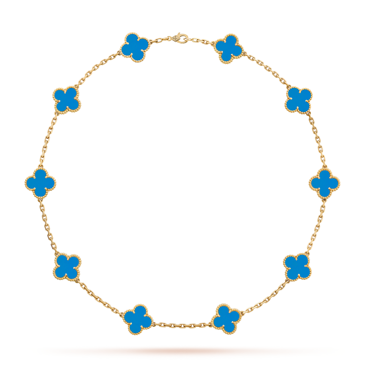 [Elara jewelsry ]CLOVER 10 MOTIFS BLUE AGATE NECKLACE