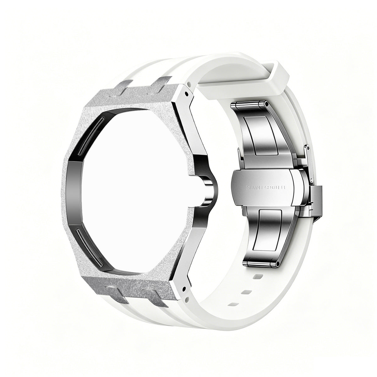 Exclusive Royal Oak Pop model, steel frosted gold case with a silicone strap