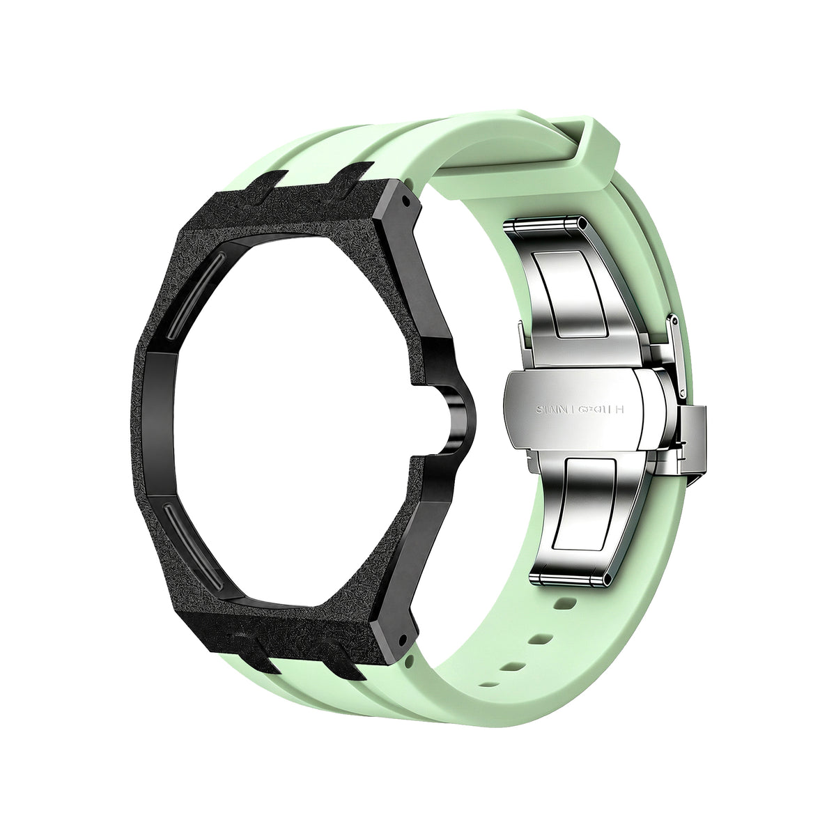 Exclusive Royal Oak Pop model, steel frosted gold case with a silicone strap