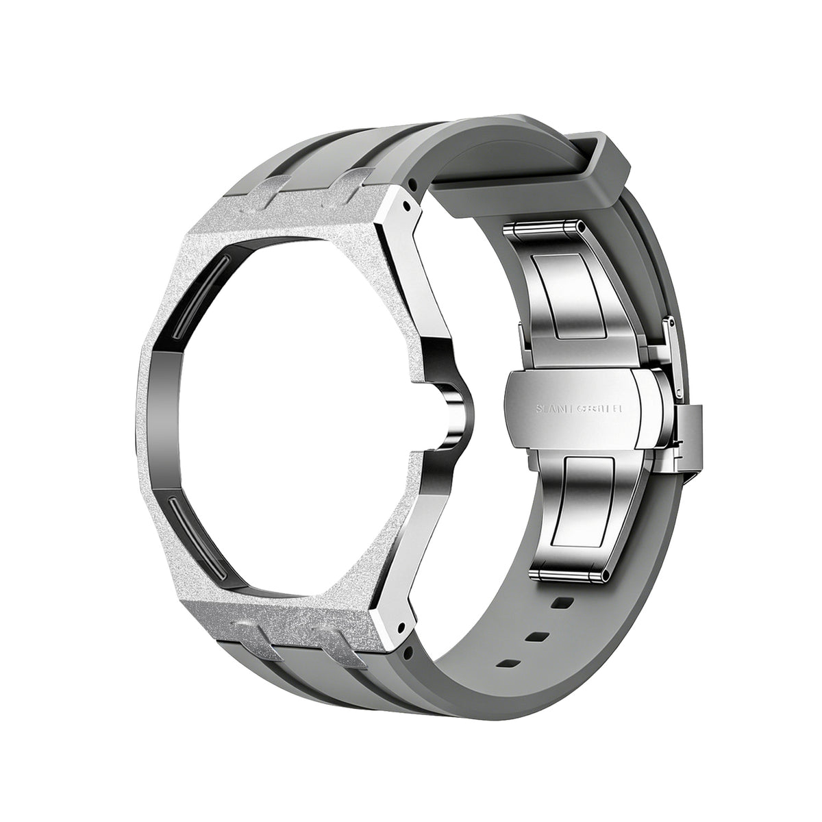 Exclusive Royal Oak Pop model, steel frosted gold case with a silicone strap