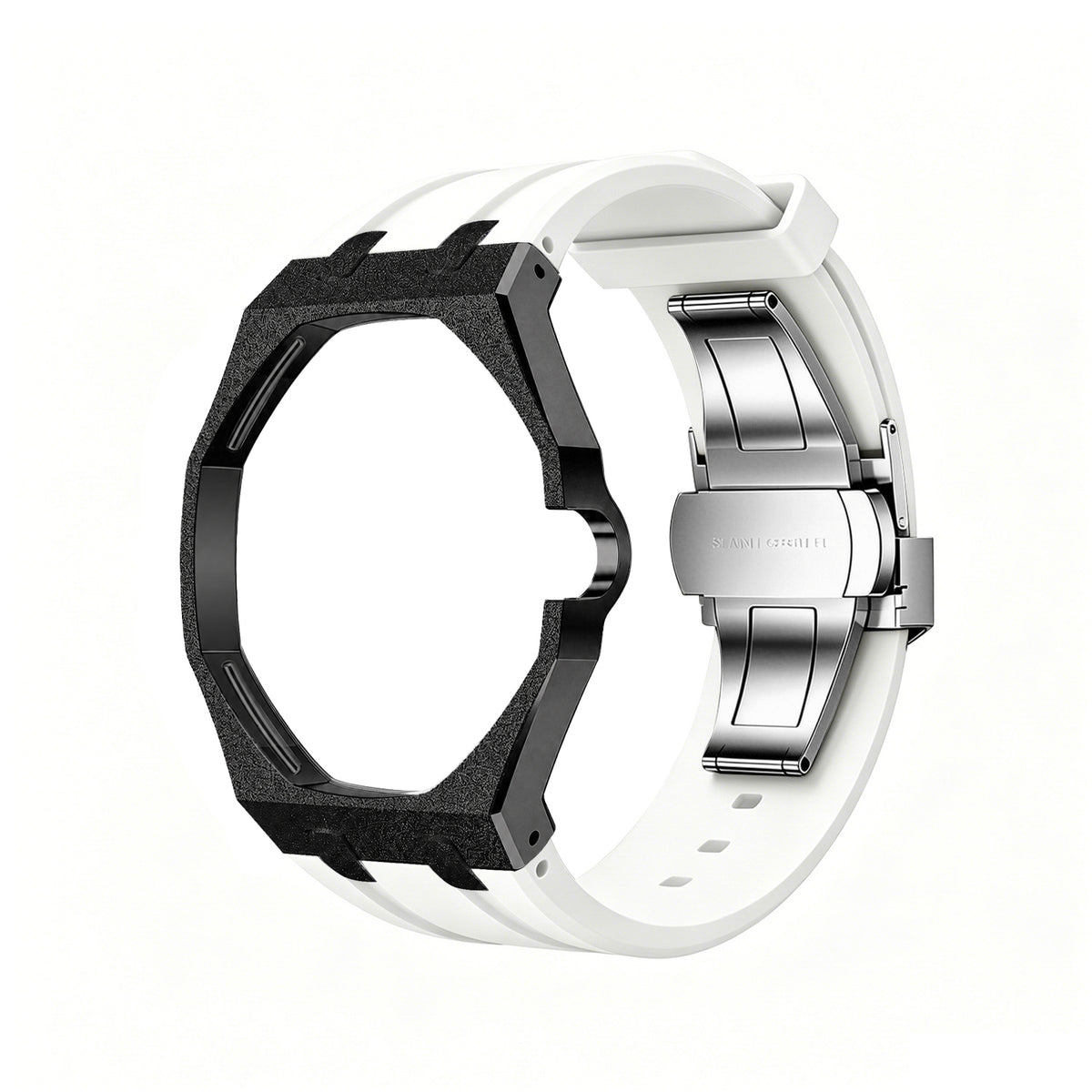 Exclusive Royal Oak Pop model, steel frosted gold case with a silicone strap