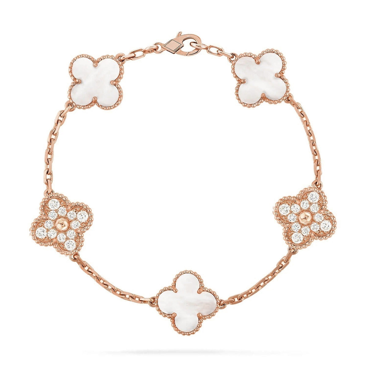 [Elara jewelsry ]CLOVER WHITE PEARL MOP 5 MOTIF BRACELET COLLECTION