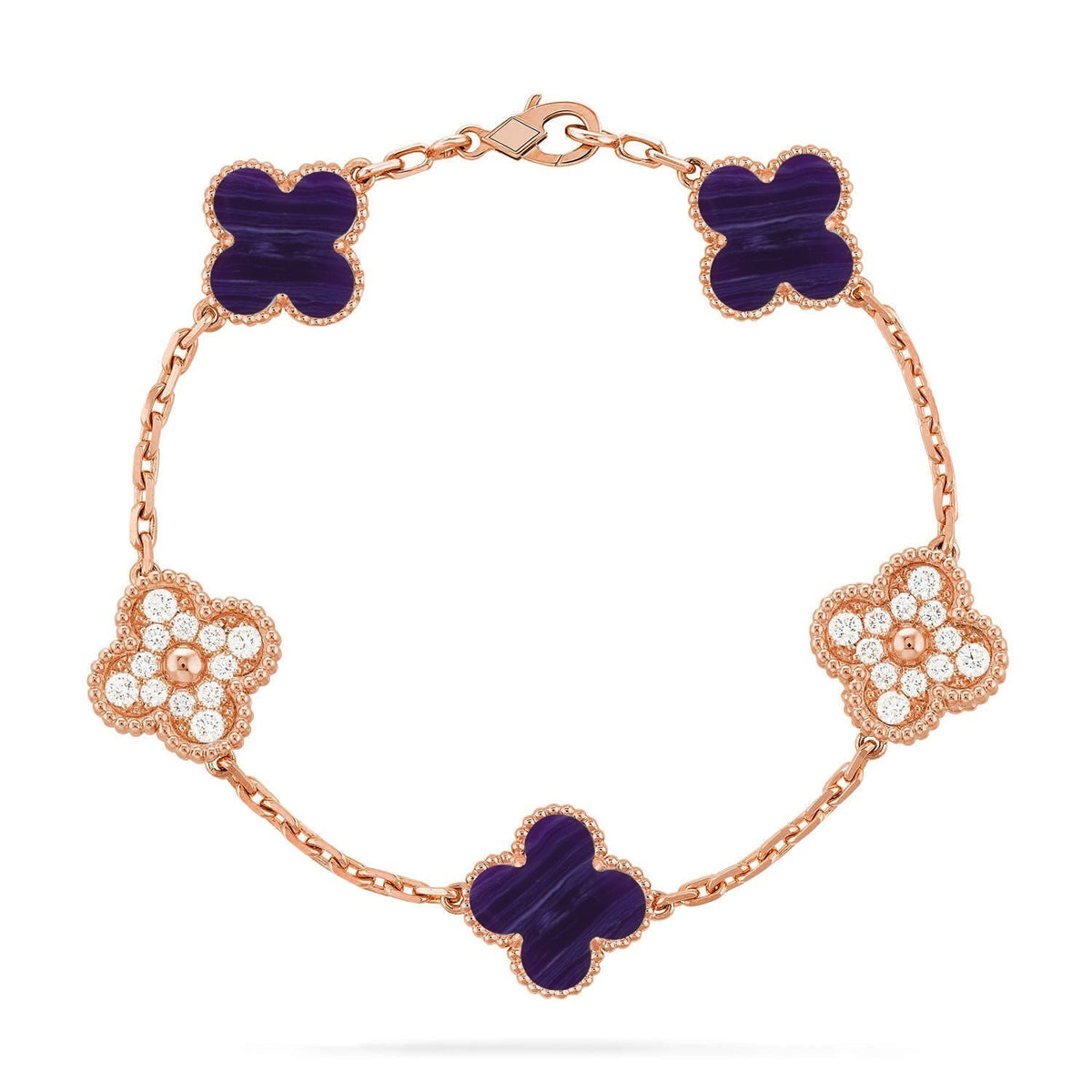 [Elara jewelsry ]CLOVER 5 MOTIF PURPLE STRIPES BRACELET COLLECTION