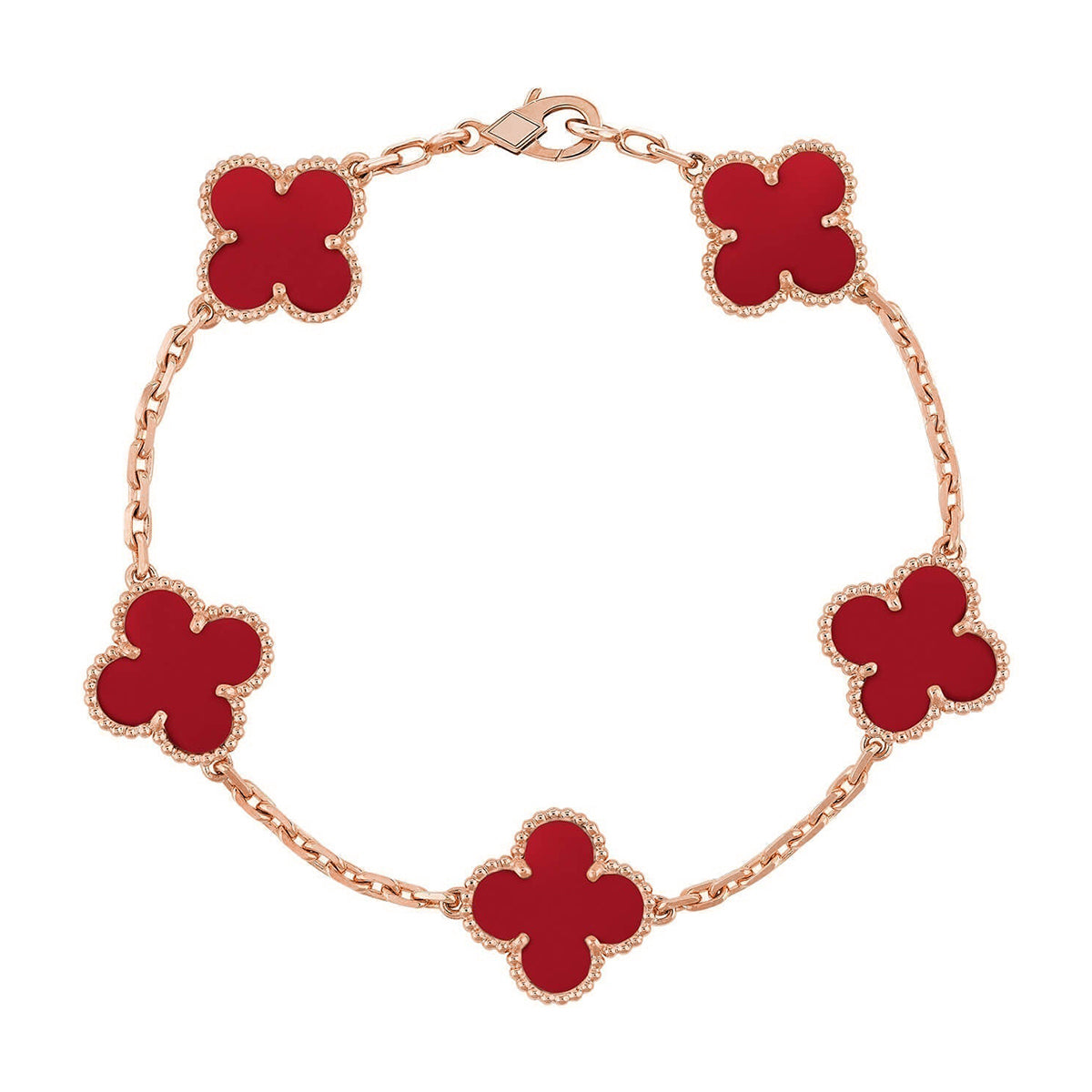 [Elara jewelsry ] CLOVER 5 MOTIF RED CORNELIAN BRACELET COLLECTION