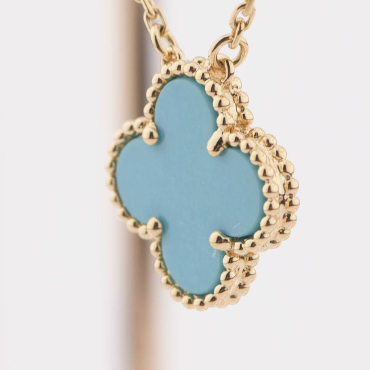 [Elara jewelsry ]CLOVER 15MM VINTAGE TURQUOISE NECKLACE