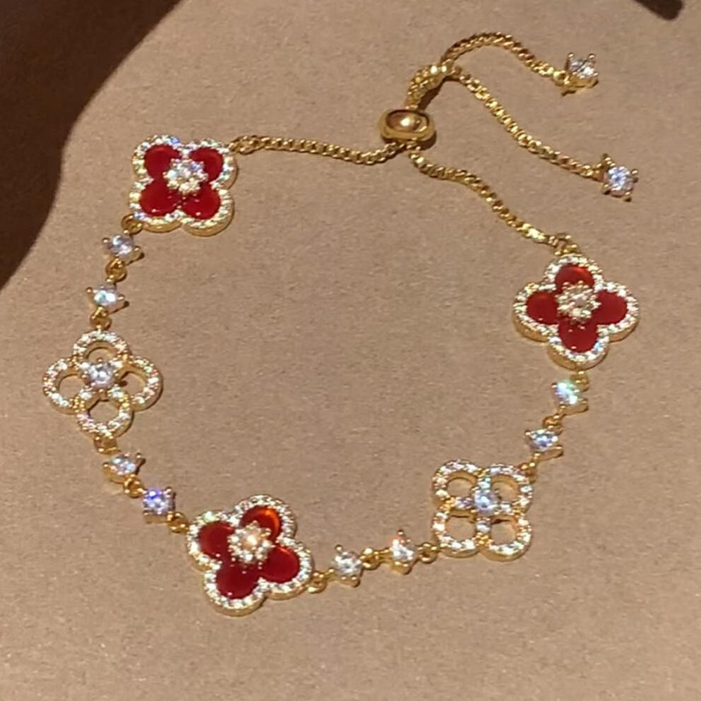 [Elara jewelsry ]CLOVER 5 MOTIF PINK BLUE RED WHITE BRACELET