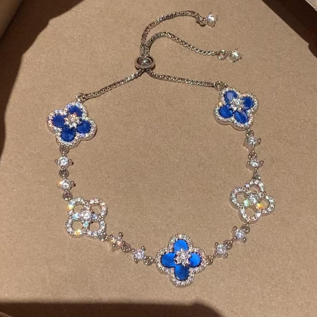 [Elara jewelsry ]CLOVER 5 MOTIF PINK BLUE RED WHITE BRACELET