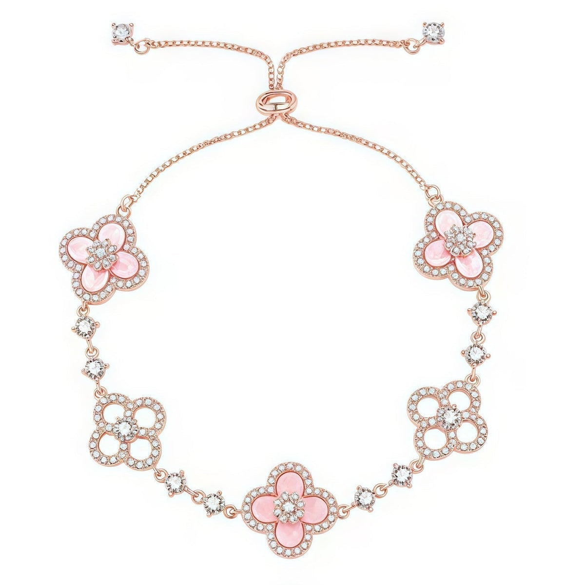 [Elara jewelsry ]CLOVER 5 MOTIF PINK BLUE RED WHITE BRACELET