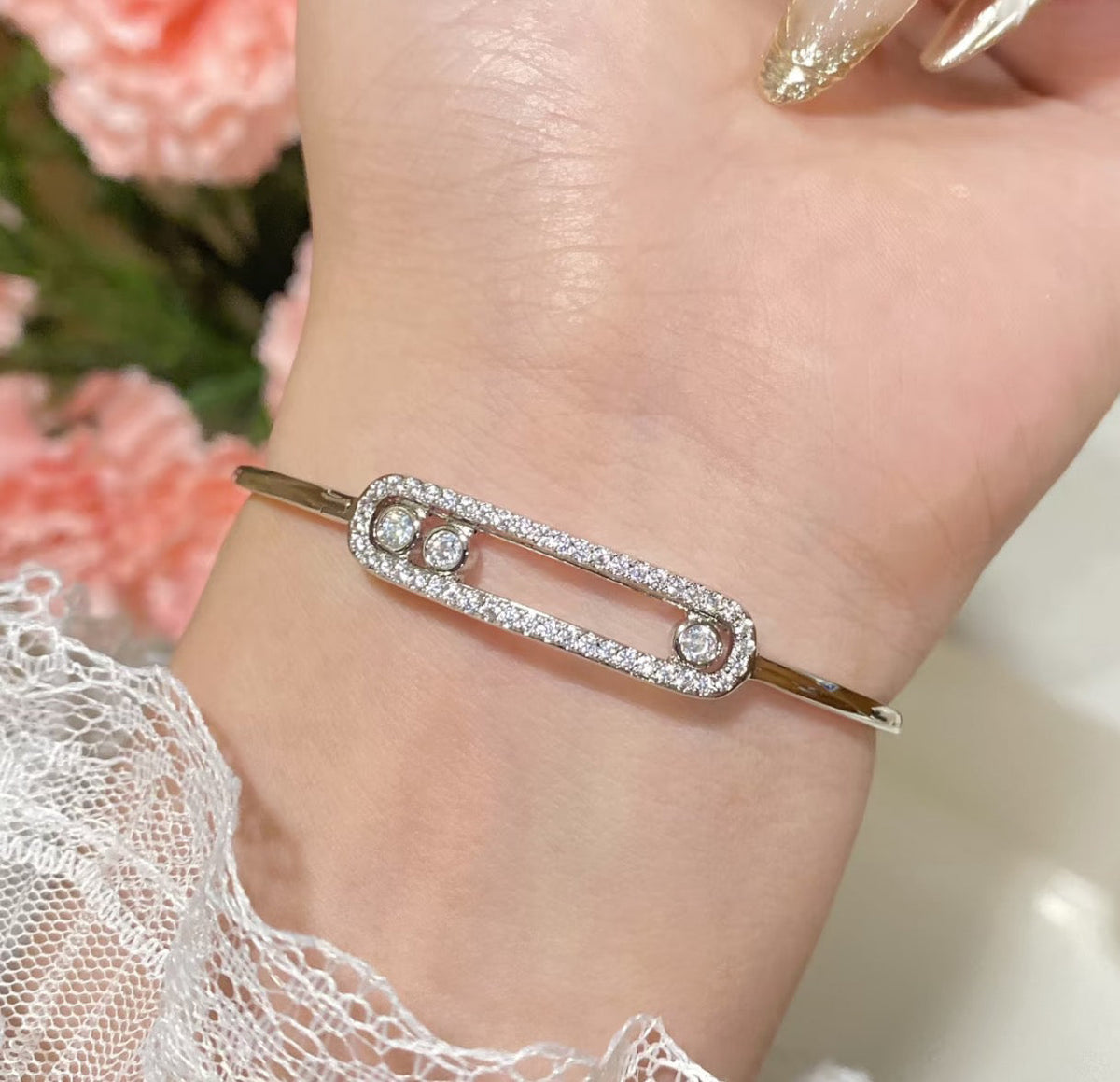[Elara jewelsry]Move Pavé Diamond Bangle Bracelet M