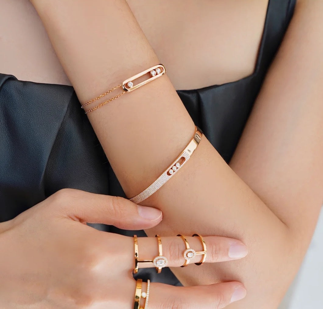 [Elara jewelsry]Move Noa Rose Gold Pavé Diamond Bangle Bracelet