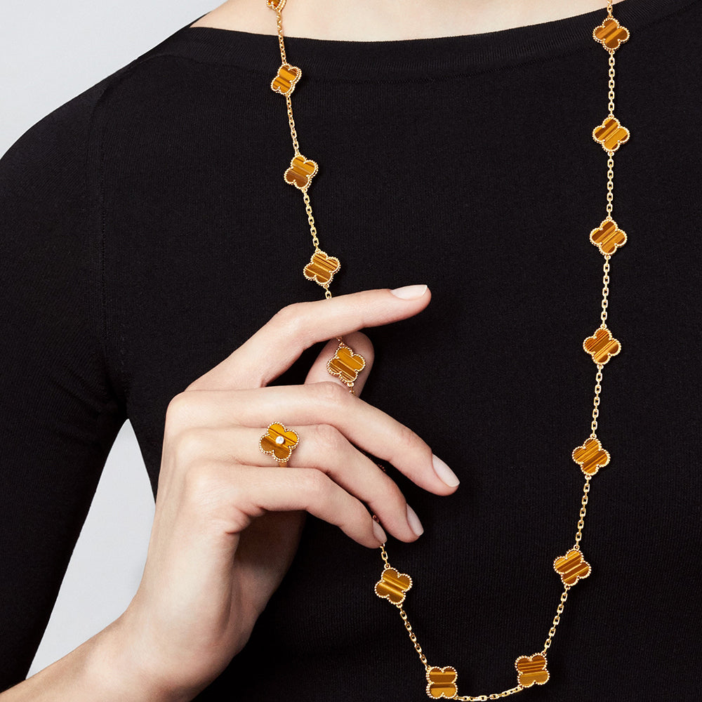 [Elara jewelsry ]CLOVER 20 MOTIFS TIGER EYE ROSE GOLD