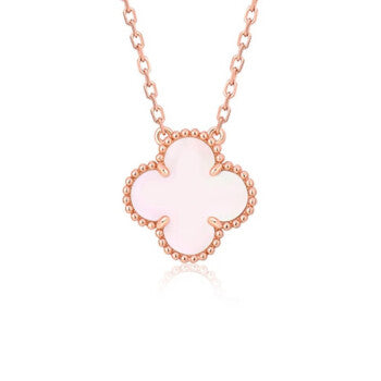 [Elara jewelsry ]CLOVER 15MM PINK MOTHER-OF-PEARL SINGLE FLOWER NECKLACE