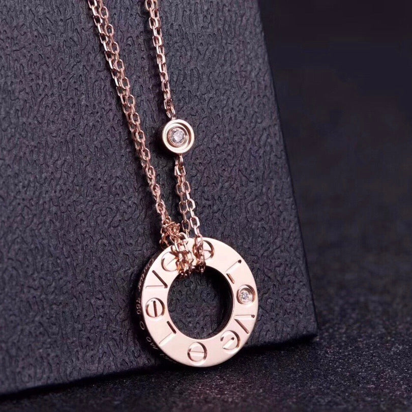 [Elara jewelsry ]LOVE NECKLACE 16MM 2 DIAMONDS