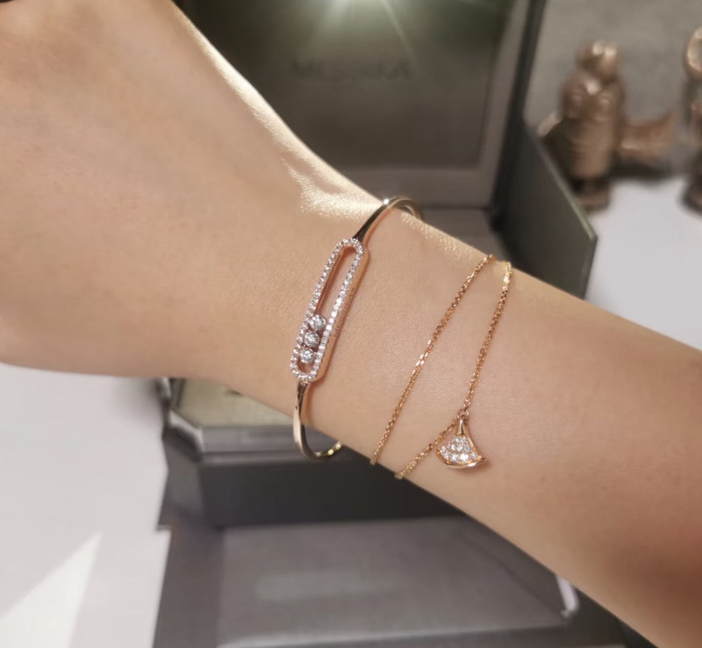 [Elara jewelsry]Move Pavé Diamond Bangle Bracelet M