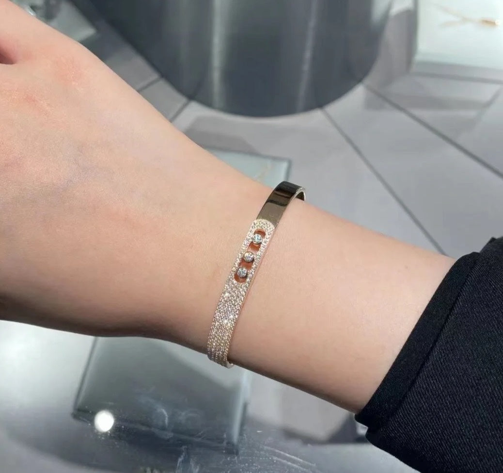 [Elara jewelsry]Move Noa Rose Gold Pavé Diamond Bangle Bracelet
