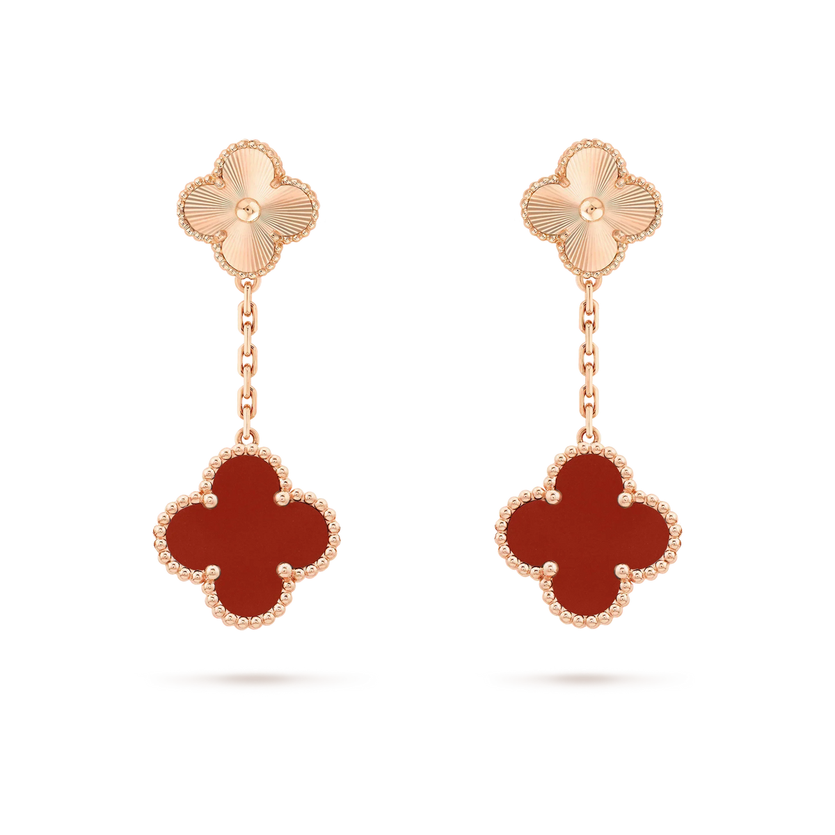 [Elara jewelsry ]CLOVER 2 MOTIF  LASER CARNELIAN EARRINGS