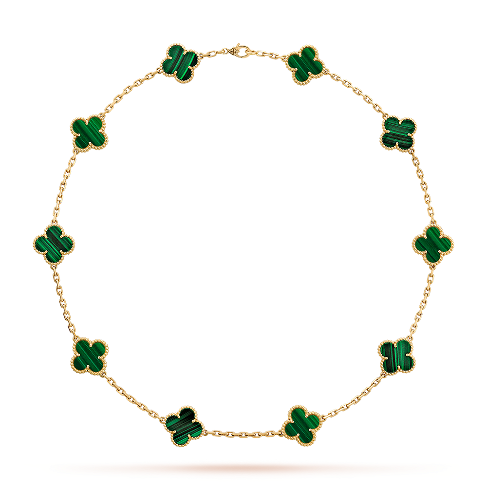 [Elara jewelsry ]CLOVER 10 MOTIFS MALACHITE NECKLACE