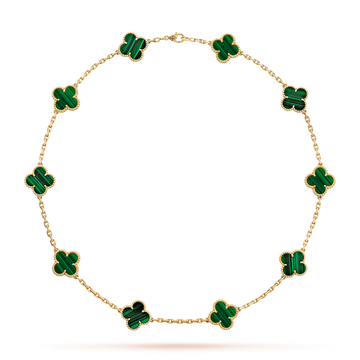 [Elara jewelsry ]CLOVER 10 MOTIFS MALACHITE NECKLACE