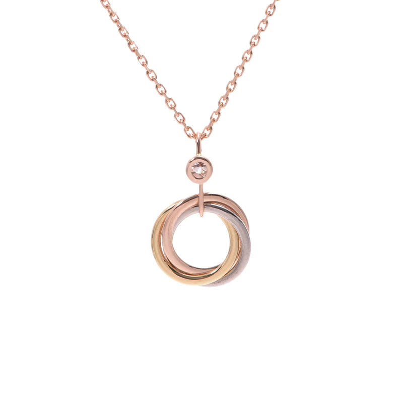 [Elara jewelsry ]TRINITY SILVER GOLD PINK GOLD NECKLACE