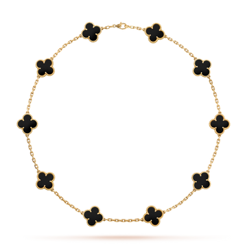 [Elara jewelsry ]CLOVER 10 MOTIFS ONYX NECKLACE