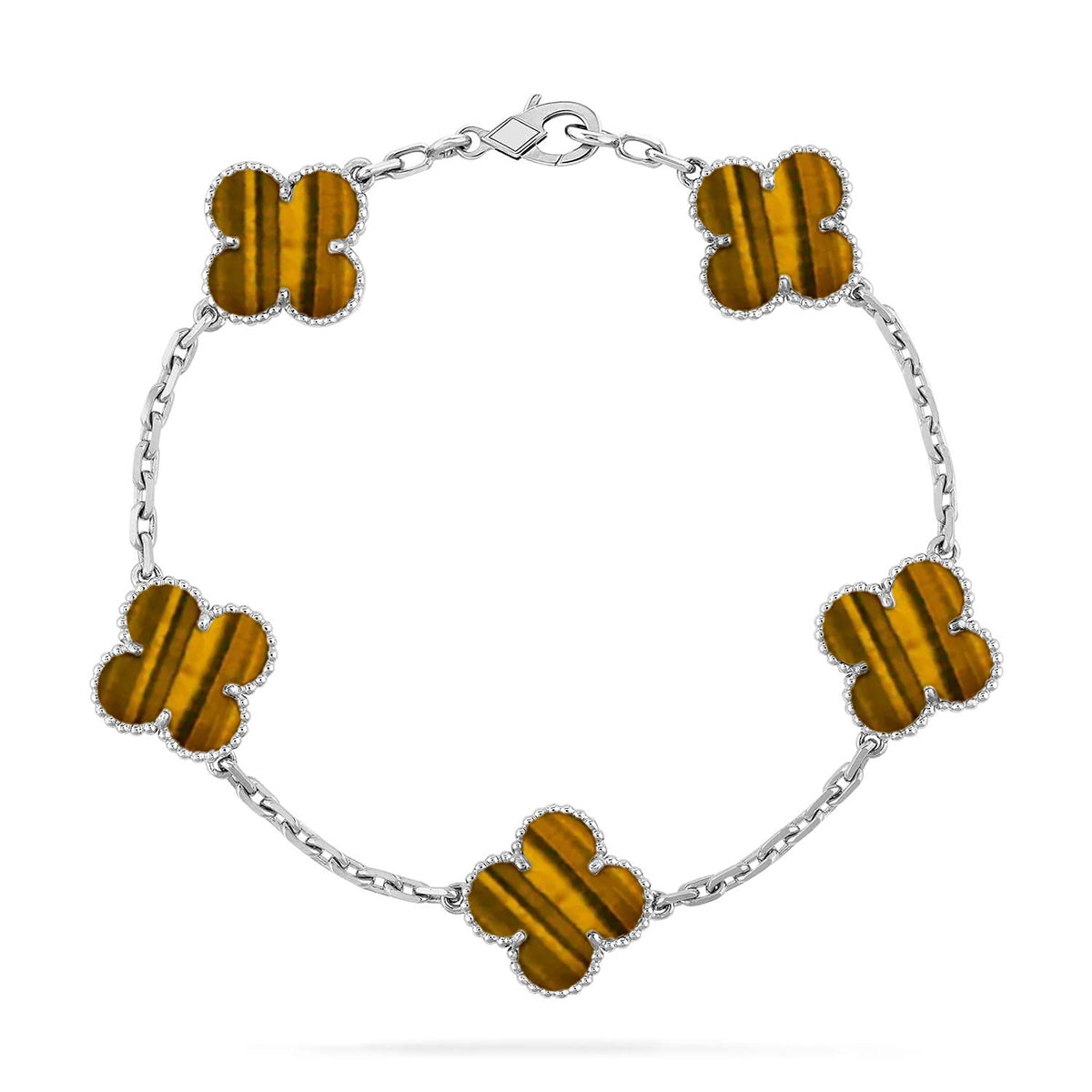 [Elara jewelsry ] CLOVER 5 MOTIFS TIGER EYE BRACELET COLLECTION