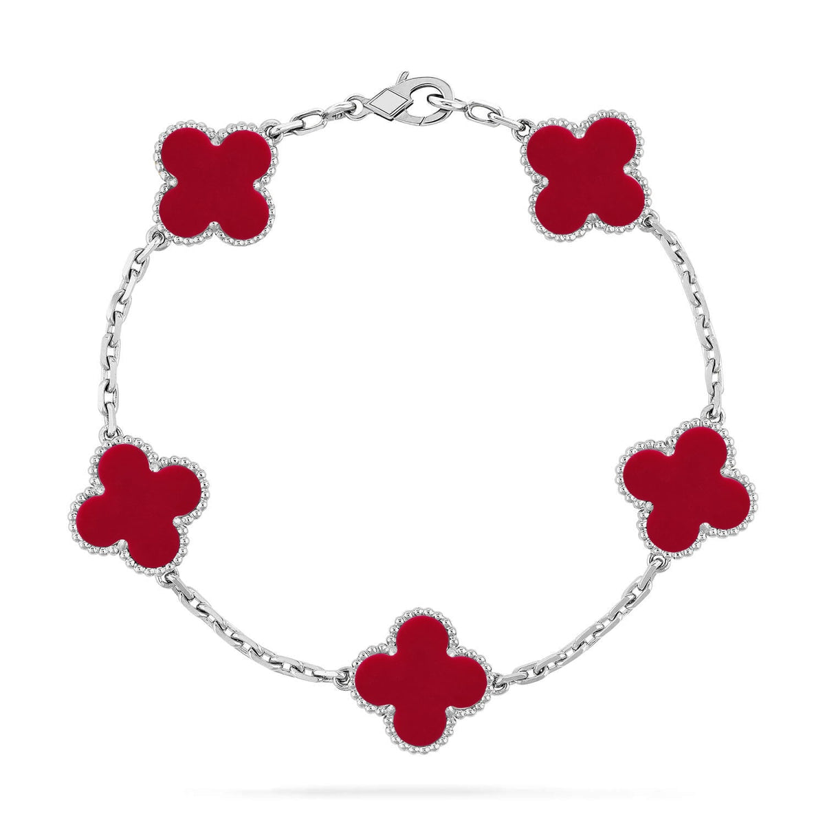 [Elara jewelsry ] CLOVER 5 MOTIF RED CORNELIAN BRACELET COLLECTION