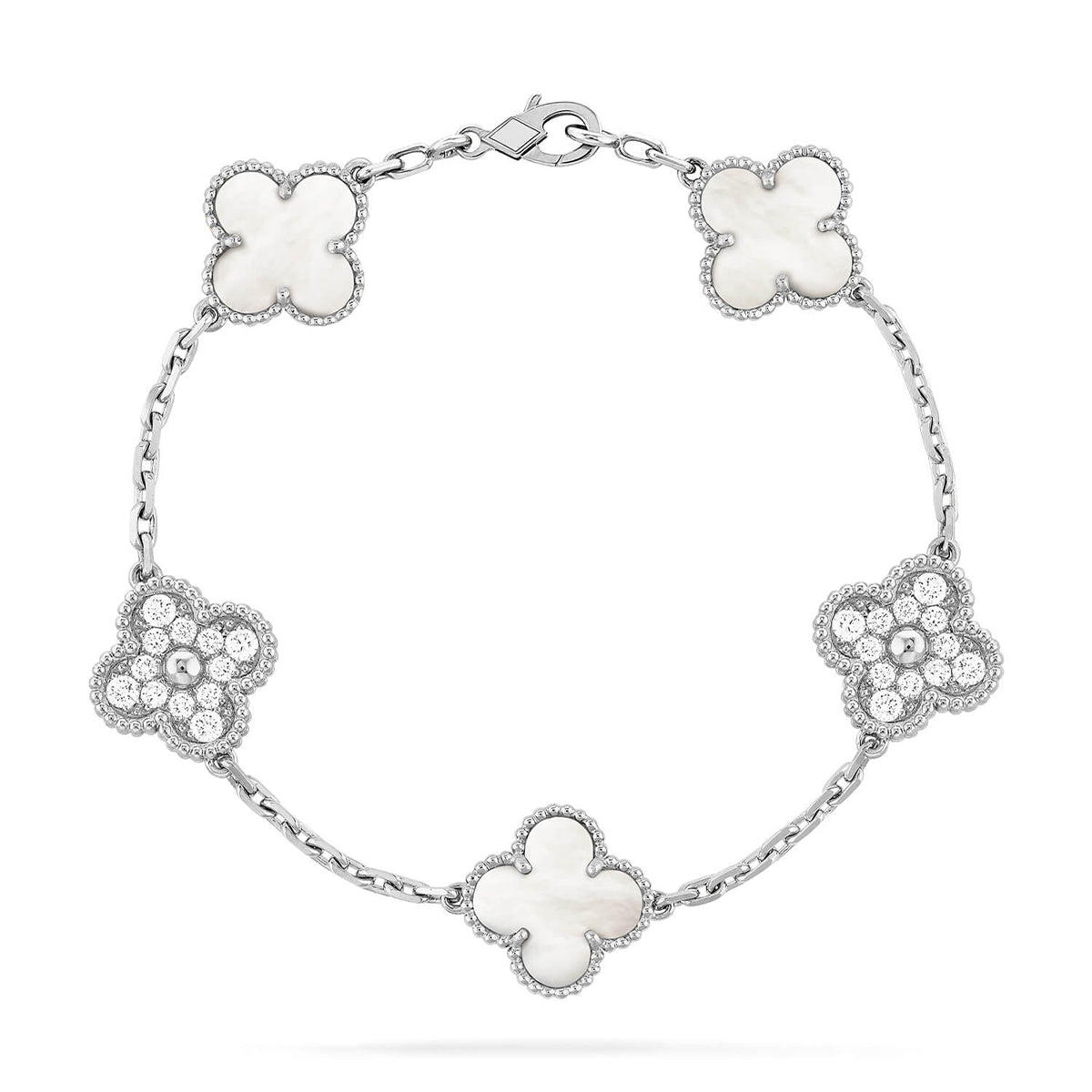 [Elara jewelsry ]CLOVER WHITE PEARL MOP 5 MOTIF BRACELET COLLECTION
