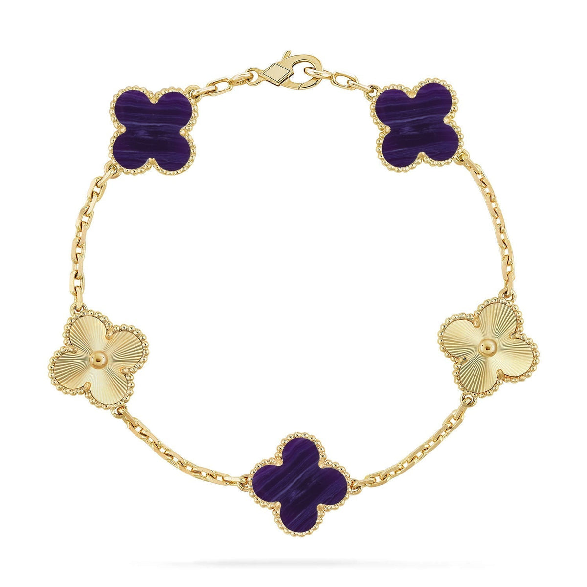 [Elara jewelsry ]CLOVER 5 MOTIF PURPLE STRIPES BRACELET COLLECTION