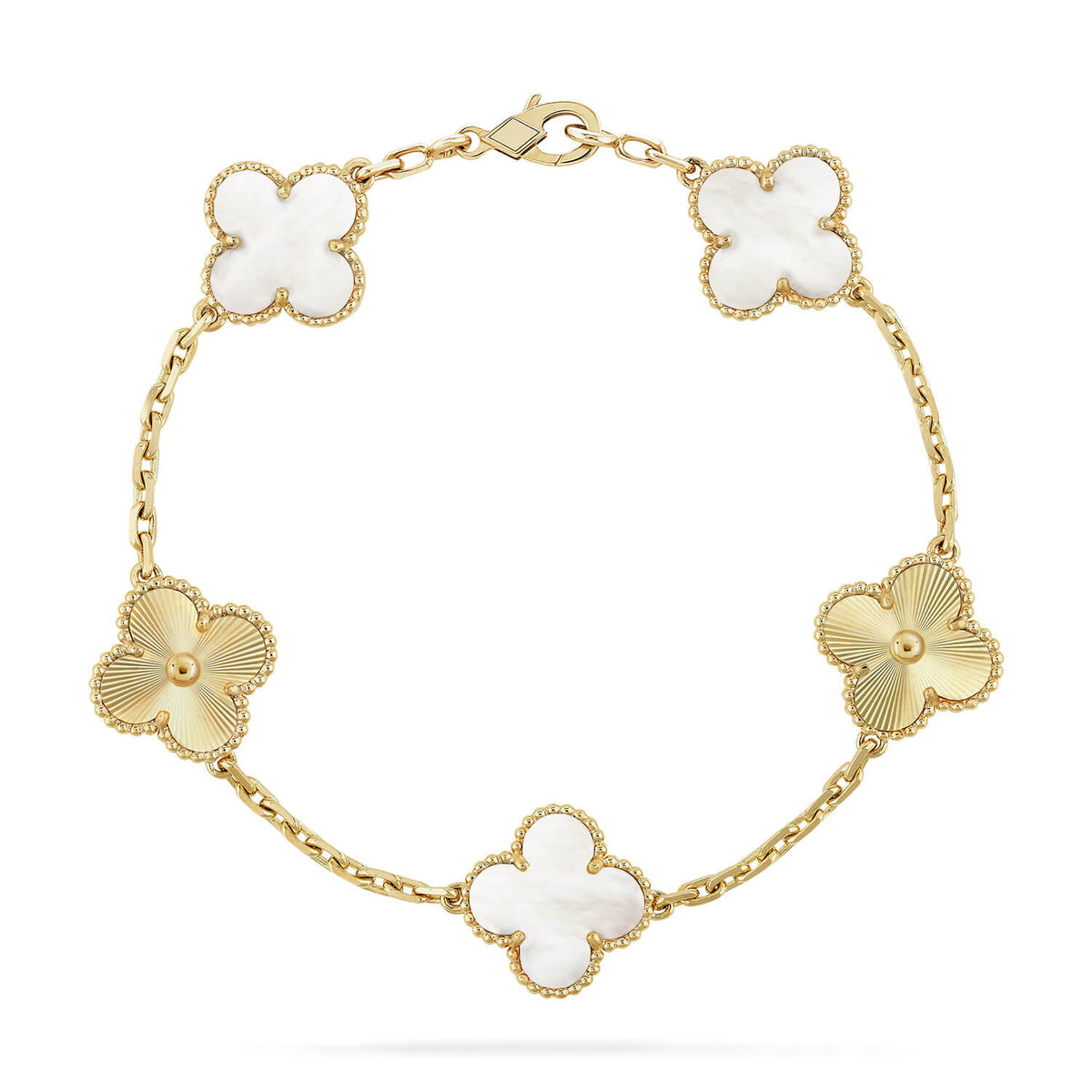 [Elara jewelsry ]CLOVER WHITE PEARL MOP 5 MOTIF BRACELET COLLECTION