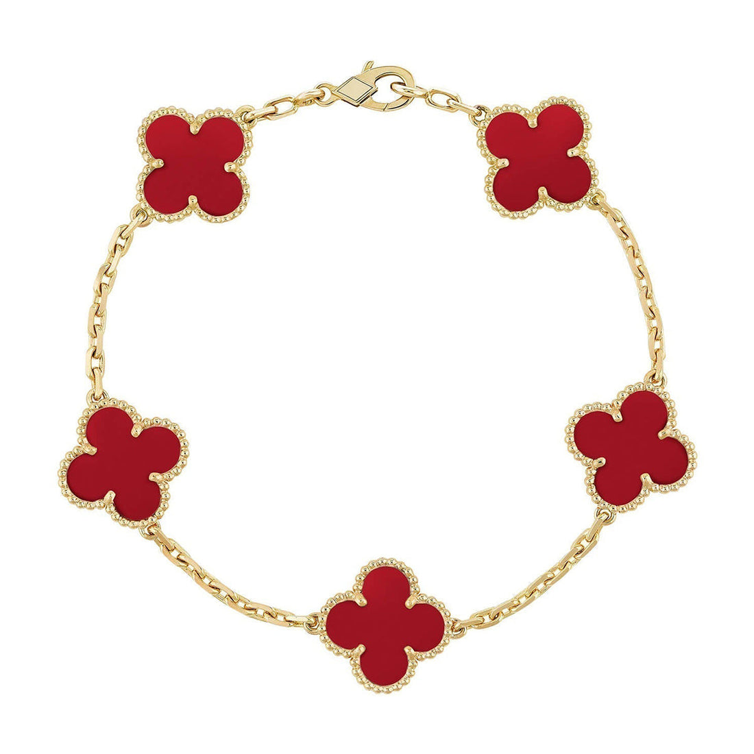 [Elara jewelsry ] CLOVER 5 MOTIF RED CORNELIAN BRACELET COLLECTION