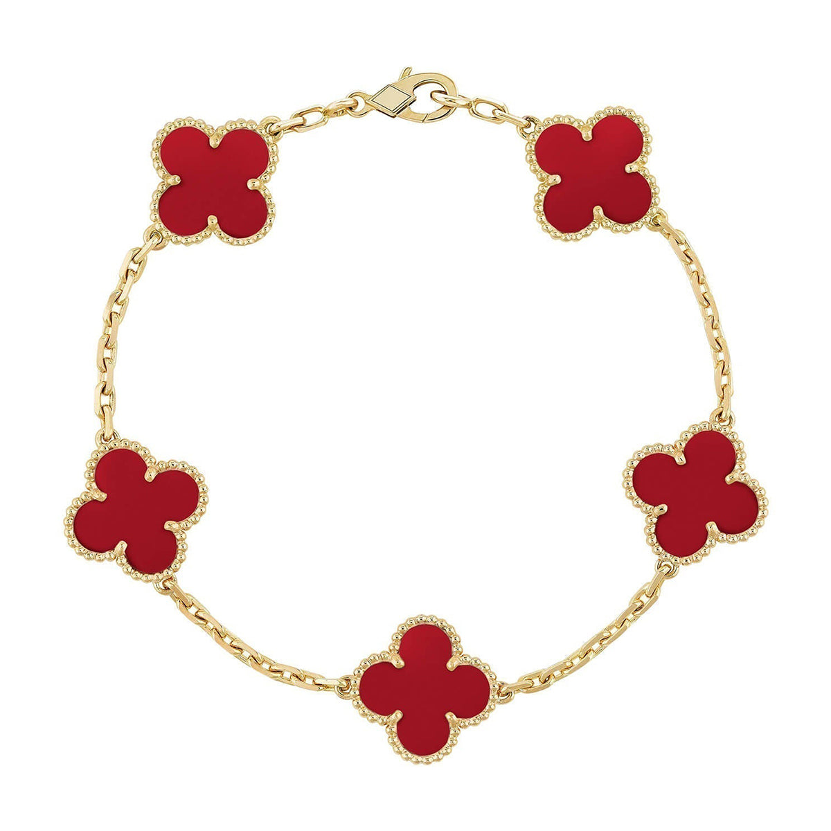 [Elara jewelsry ] CLOVER 5 MOTIF RED CORNELIAN BRACELET COLLECTION
