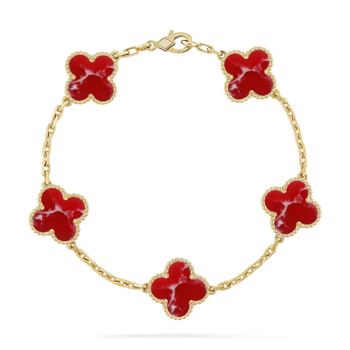 [Elara jewelsry ]CLOVER 5 MOTIF RED PATTERN BRACELET COLLECTION