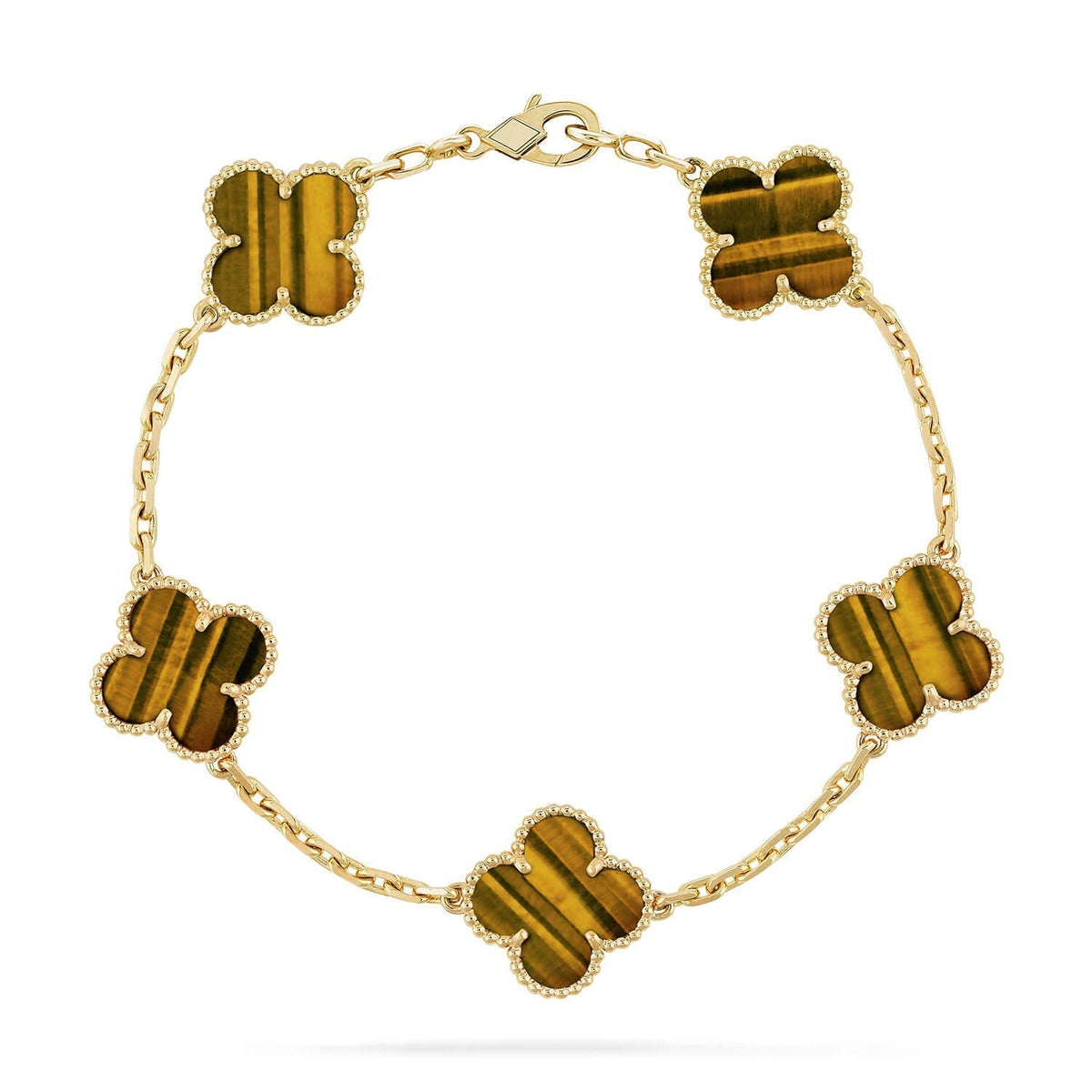 [Elara jewelsry ] CLOVER 5 MOTIFS TIGER EYE BRACELET COLLECTION