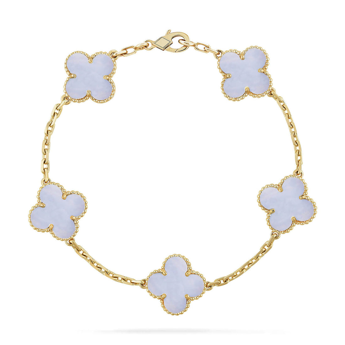 [Elara jewelsry ] CLOVER 5 MOTIF PURPLE CHALCEDONY BRACELET COLLECTION