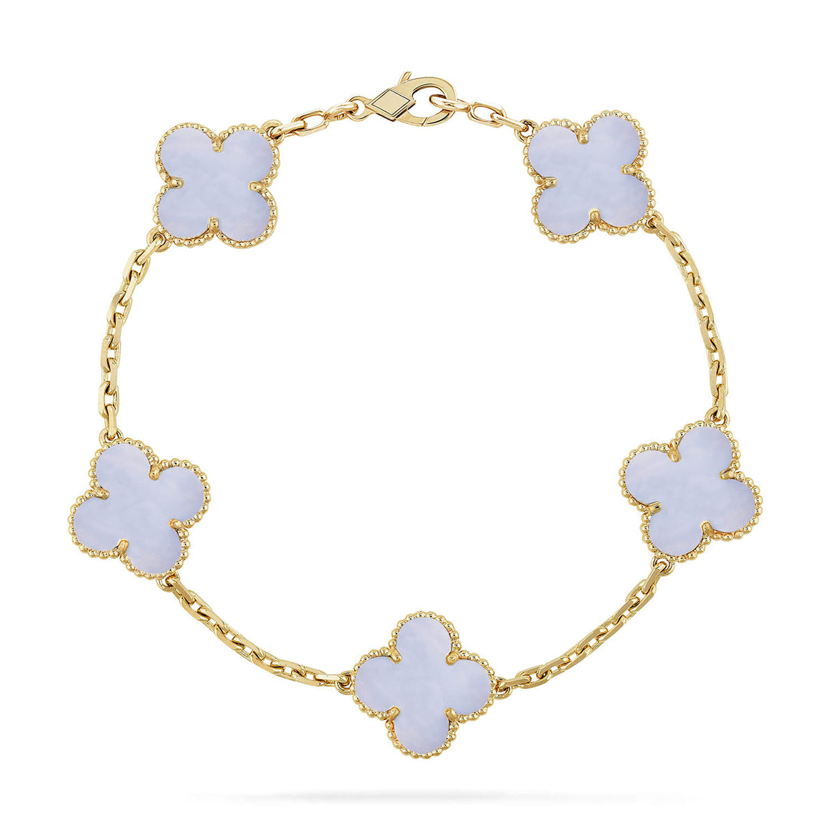 [Elara jewelsry ] CLOVER 5 MOTIF PURPLE CHALCEDONY BRACELET COLLECTION