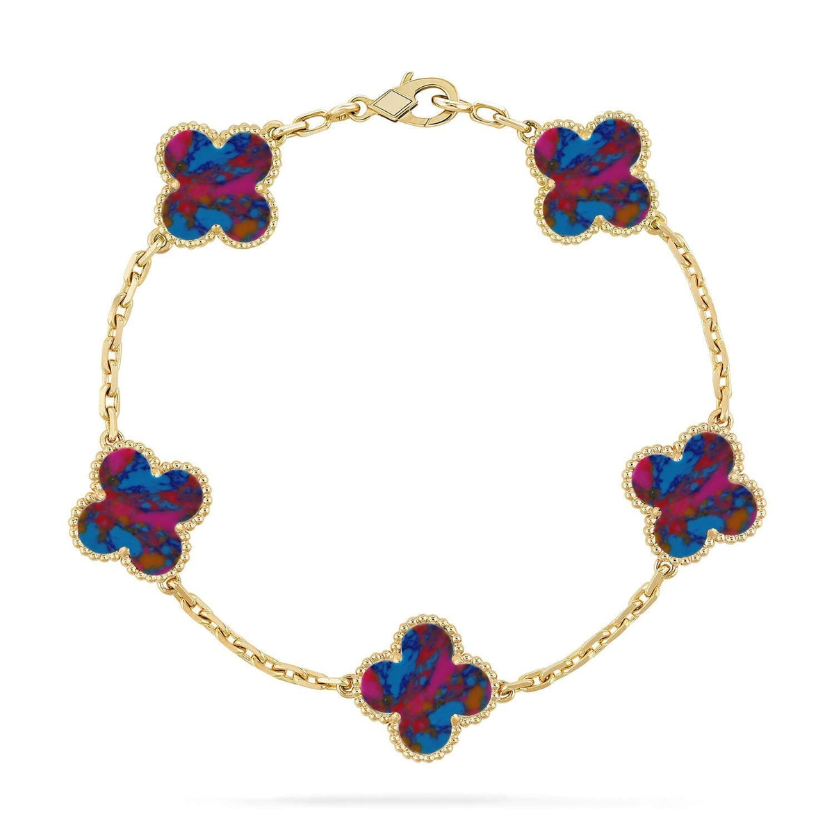 [Elara jewelsry ]CLOVER 5 MOTIF COLOR GEMSTONES BRACELET COLLECTION