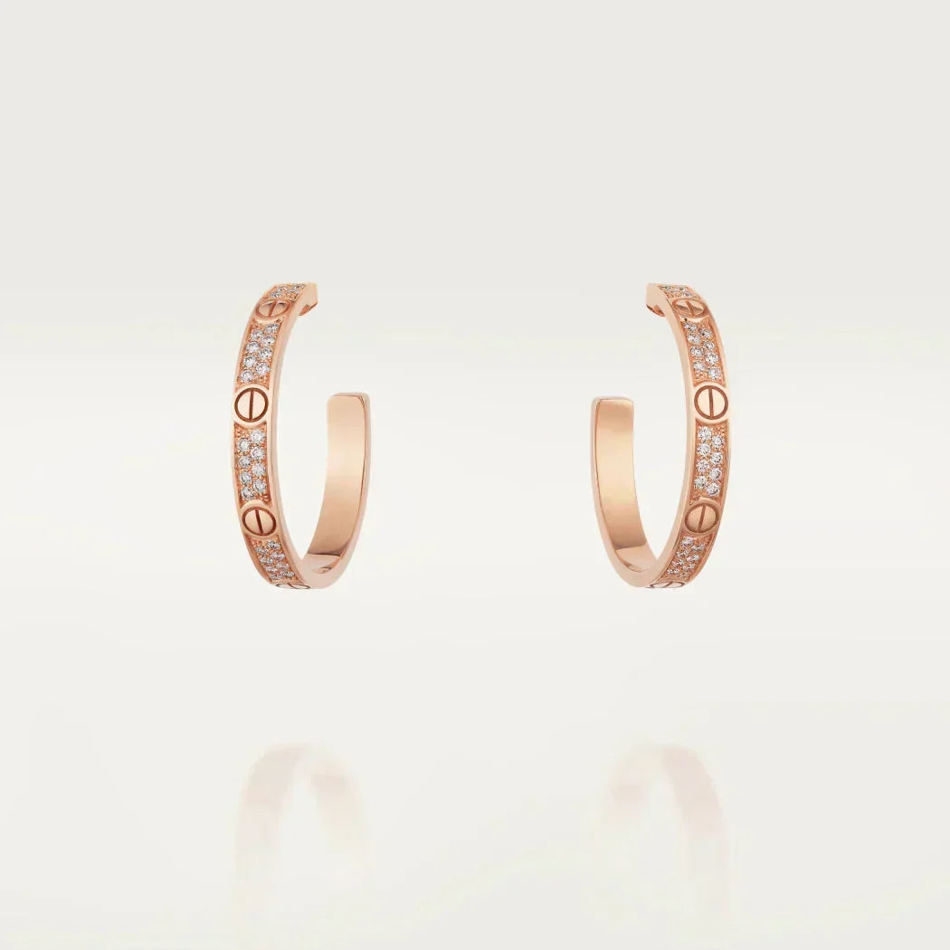 [Elara jewelsry ]LOVE DIAMOND PINK GOLD HOOP EARRINGS