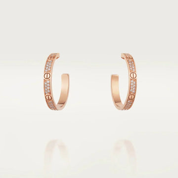 [Elara jewelsry ]LOVE DIAMOND PINK GOLD HOOP EARRINGS
