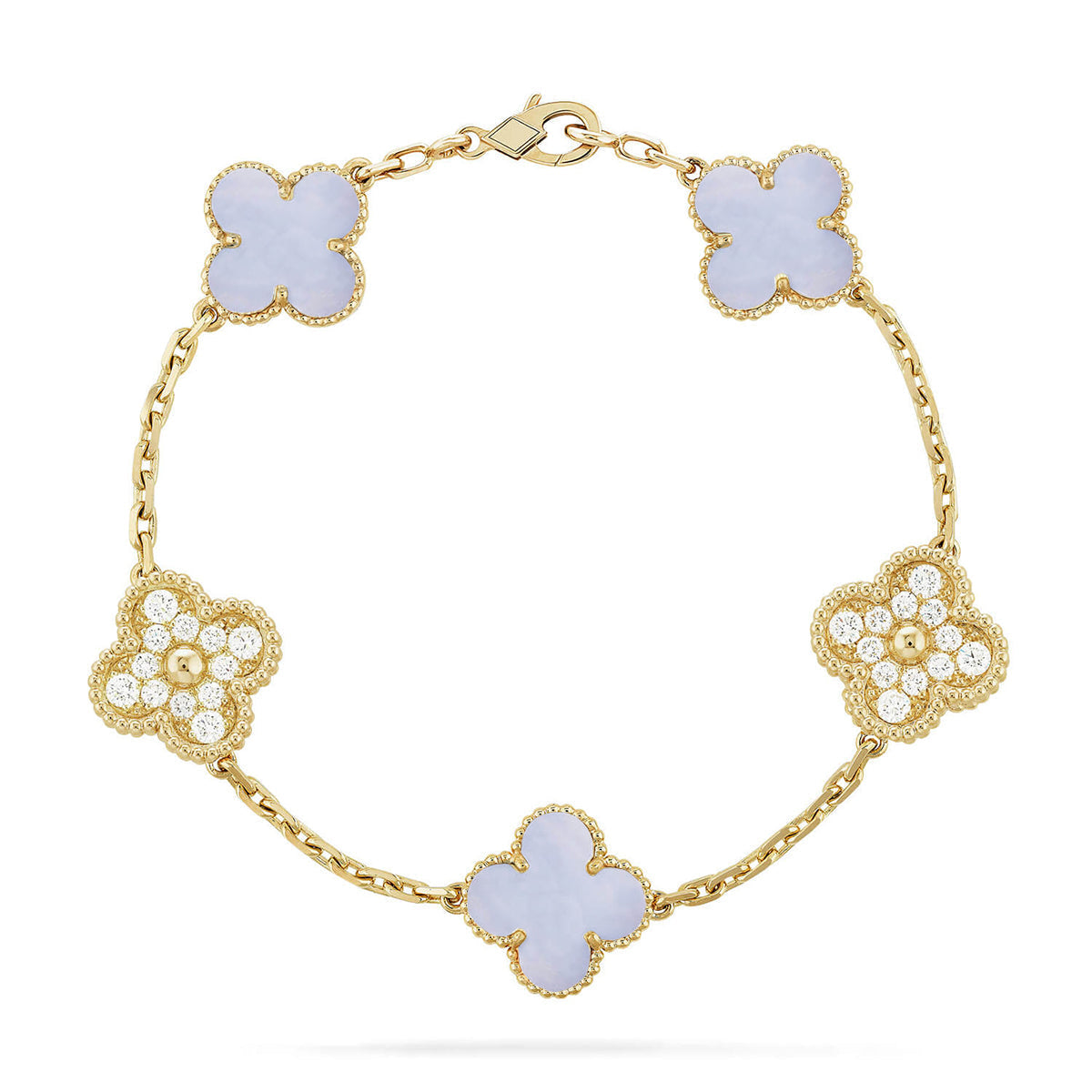 [Elara jewelsry ] CLOVER 5 MOTIF PURPLE CHALCEDONY BRACELET COLLECTION